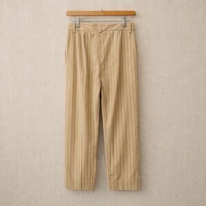 MAJE Pinstripe Trousers Beige Tailored High Rise Straight Leg NWT